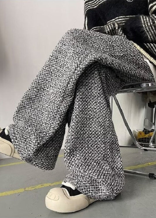 Pantalon oversize gris pour homme, en laine neuve, pour le printemps