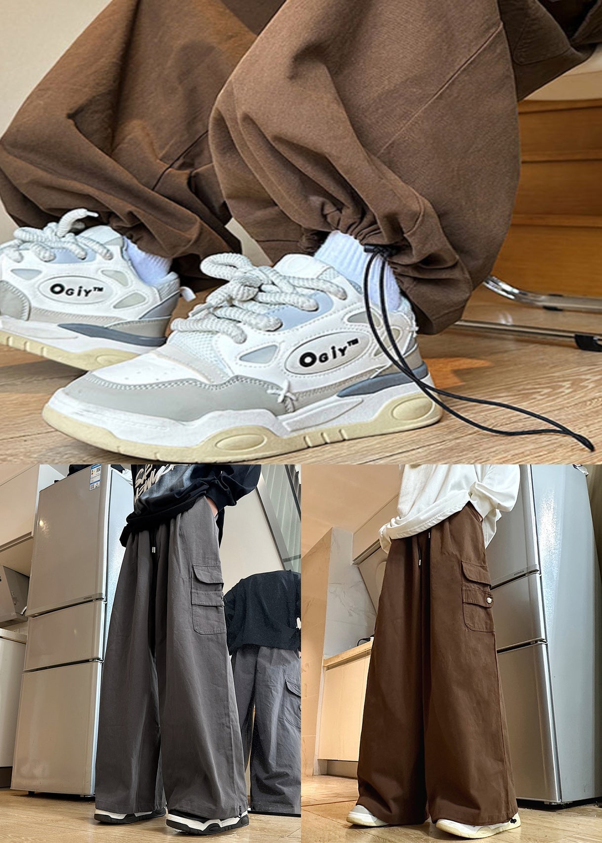 Pantalon d'été en coton pour homme, poches, taille élastique, gris