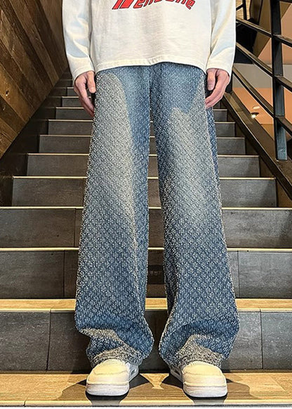 Nouveau pantalon en jean pour homme avec poches bleu jacquard été SA029