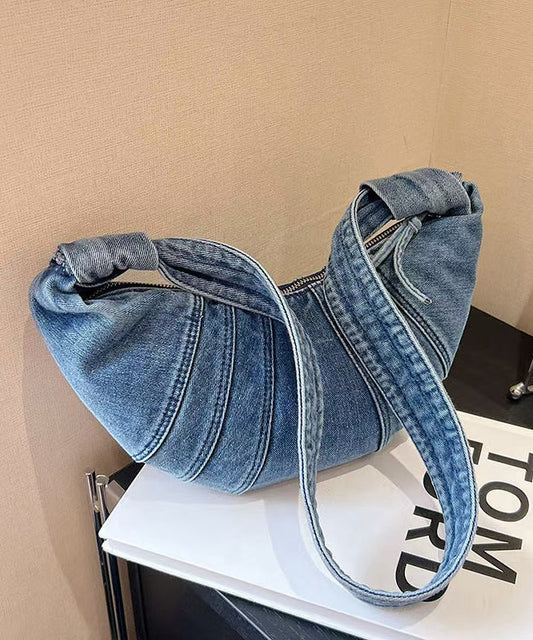 Japanische blaue Tasche Vielseitiger leichter Hobo-Stil im Denim-Stil Neu