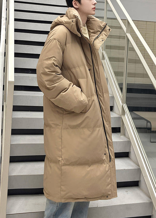 Neue Khaki Kapuzentaschen Entendaunen Männer Lange Daunenmäntel Winter RJ012