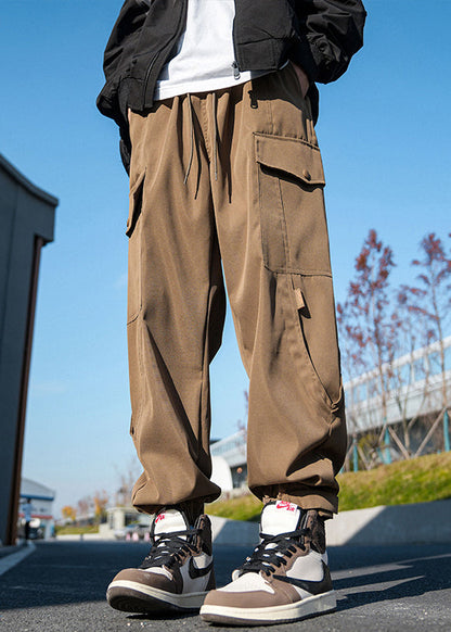 Pantalon décontracté à poches, nouveau faisceau de dentelle, coton, hommes, printemps, kaki
