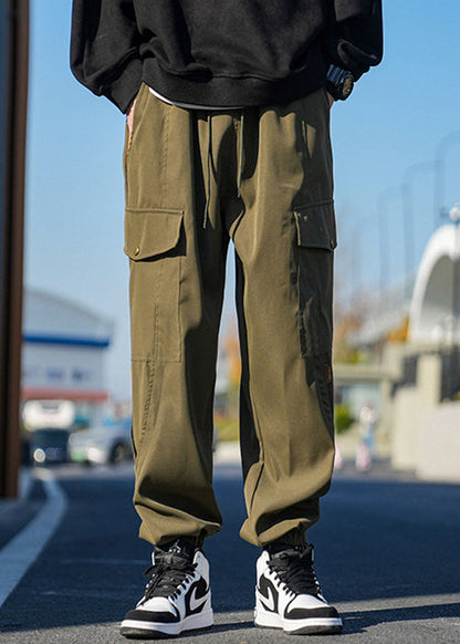 Pantalon décontracté à poches, nouveau faisceau de dentelle, coton, hommes, printemps, kaki