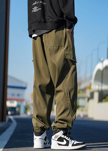 Pantalon décontracté à poches, nouveau faisceau de dentelle, coton, hommes, printemps, kaki