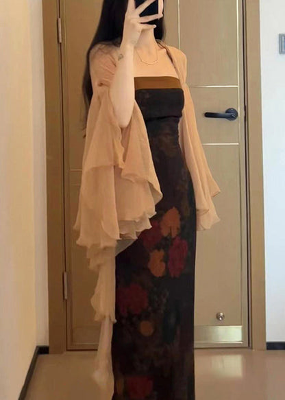 Sleeve Khaki Solid Butterfly Thin Chiffon Cardigans New