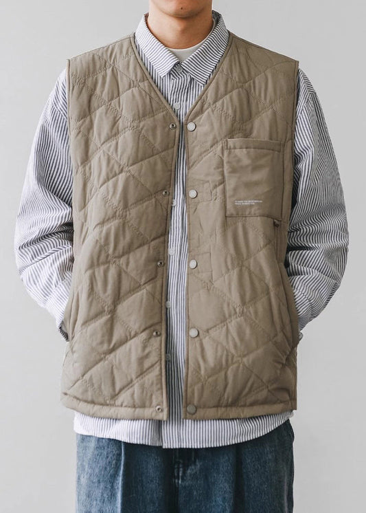 Neue Khaki V-Ausschnitt Warme Fleece Herren Weste im Frühling TK016