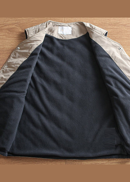 Neue Khaki V-Ausschnitt Warme Fleece Herren Weste im Frühling TK016