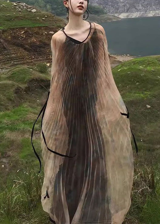 Neu Khaki Falten Tüll Schnürung Zweiteiler Langarm XX088