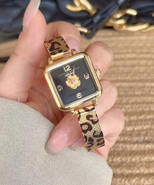 Uhrwerk Leopard Uhren Edelstahl Schwarz Neu Quarz