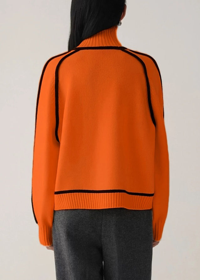 Nouveaux pulls en tricot épais et confortable à rayures orange, printemps YW046
