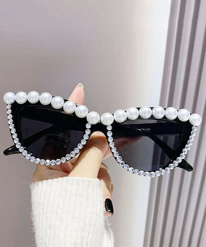 Neue personalisierte Cat-Eye-Sonnenbrille mit Diamantbesatz und Perlen XS1086