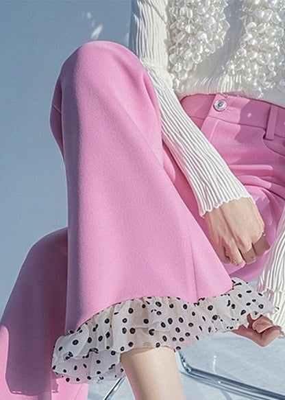 Flare Spring Dot Patchwork Bottoms Rosa Taille Hoch Neu