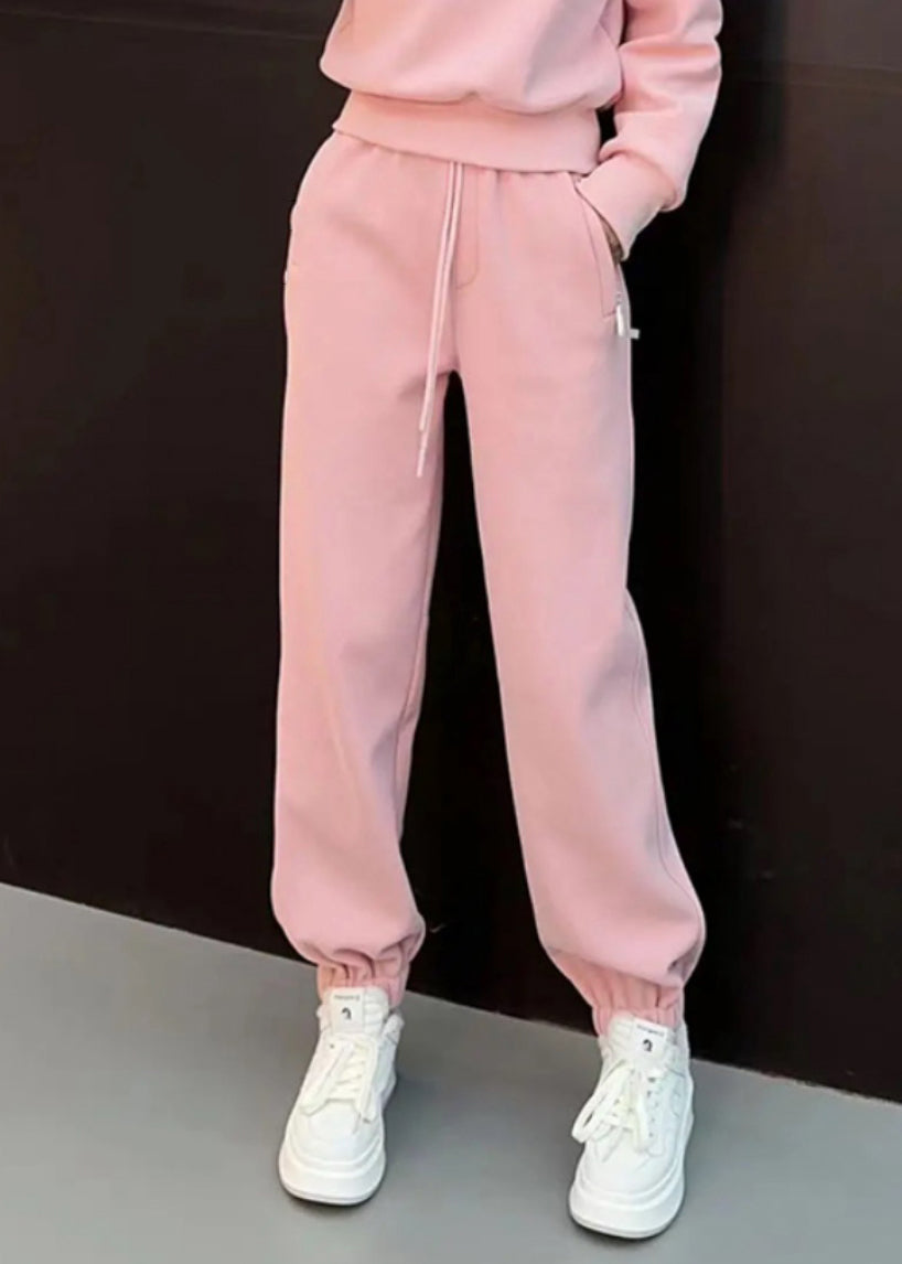 Et Beam Coton Nouveaux Hauts Pièces Pantalons À Capuche Deux Fermetures Éclair Rose
