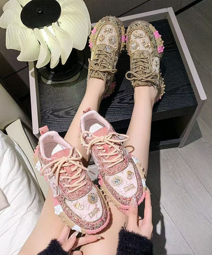 Mesh Pink Zircon Up New Breathable Sports Shoes Lace