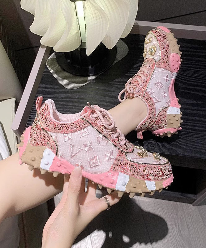 Mesh Pink Zircon Up New Breathable Sports Shoes Lace
