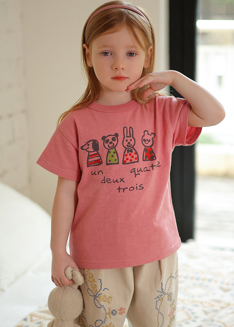 Neues rosa O-Ausschnitt Kinder T-Shirt Kurzarm YU1077