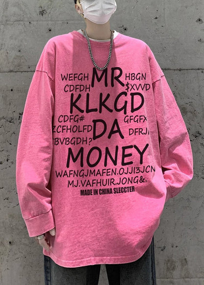 Rosa Brief Shirts Frühling Hals Männer Neue OT Baumwolle