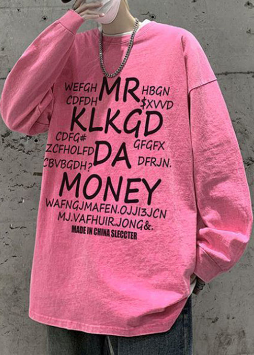 Rosa Brief Shirts Frühling Hals Männer Neue OT Baumwolle