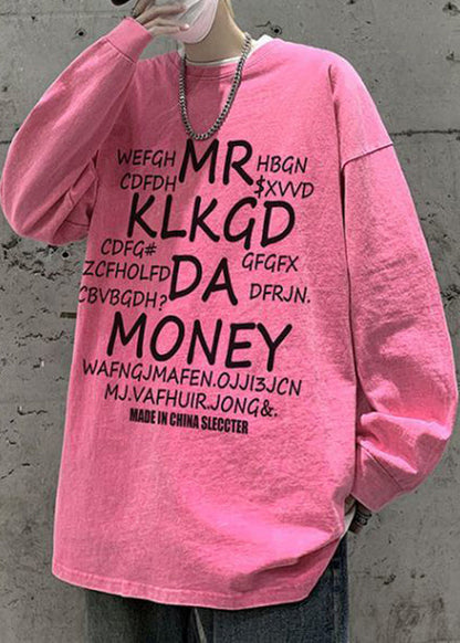 Rosa Brief Shirts Frühling Hals Männer Neue OT Baumwolle