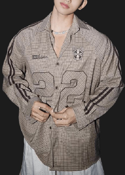 Chemises à carreaux et rayures pour hommes, col Peter, en coton, à rayures, pour le printemps