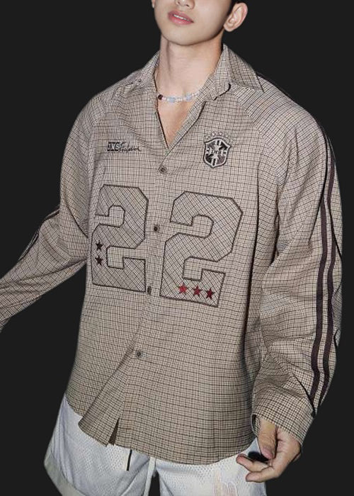 Chemises à carreaux et rayures pour hommes, col Peter, en coton, à rayures, pour le printemps