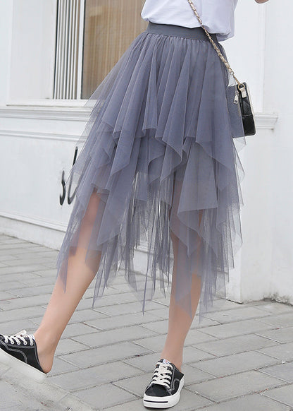 New Purple Asymmetrical Elastic Waist Tulle Skirt Summer Ada Fashion