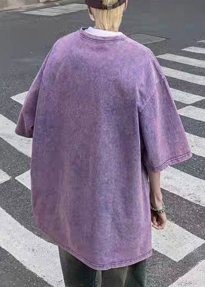 Oversized Print Lila Männer Ärmel Neue T Baumwolle Shirts Halb