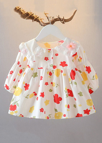 Chemises pour bébé en coton à imprimé boutonné et col Peter Pan rouge, nouvelle collection printemps YU1049