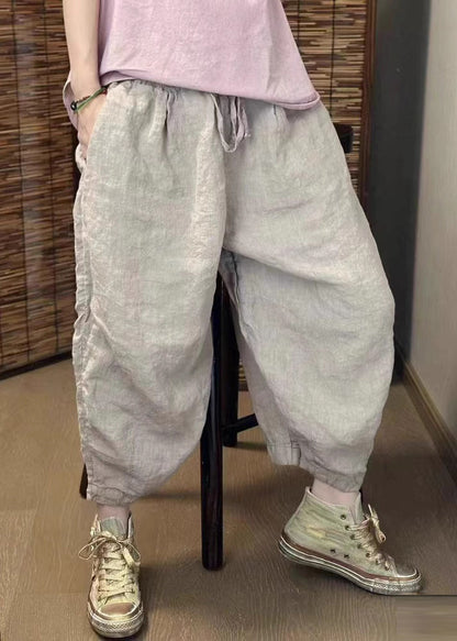 Haremshose Retro Beige Sommer Neu Oversized Leinenhose