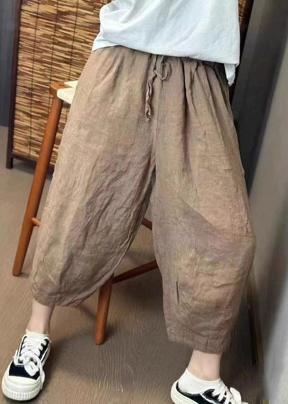Haremshose Retro Beige Sommer Neu Oversized Leinenhose