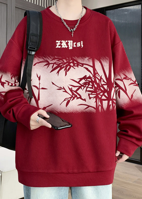 Pull rétro noir à col rond en coton imprimé pour homme, streetwear, automne EQ011