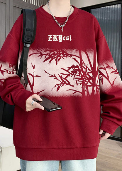 Pull rétro noir à col rond en coton imprimé pour homme, streetwear, automne EQ011