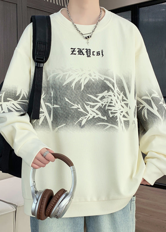 Pull rétro noir à col rond en coton imprimé pour homme, streetwear, automne EQ011