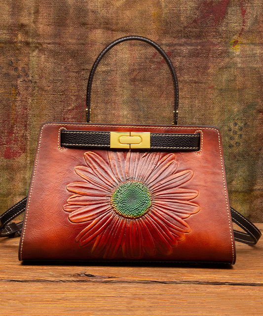 Retro Calf Bag Leather Brown New Embossed Messenger