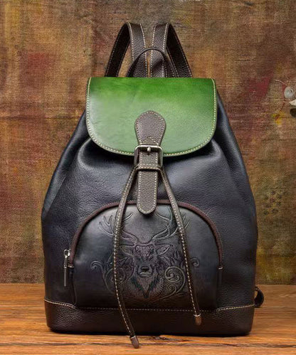 Leather Bag Capacity Backpack Brown New Retro Large Calf