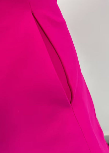 Mini Rose Neue Baumwolle Kleid Taschen Ärmellose Solide Schleife