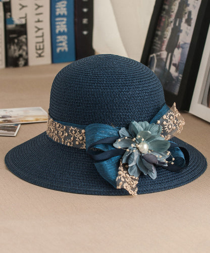 Woven Floral New Floppy Rose Sun Hat Straw