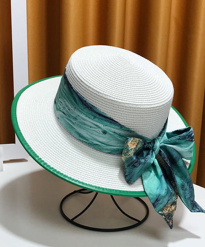 Hat Sun New Floppy Bow White Versatile Woven Straw