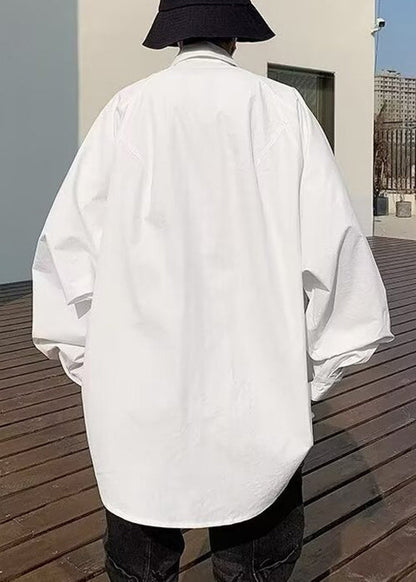 Shirt Mens Up Denim New White Spring Patchwork Lace