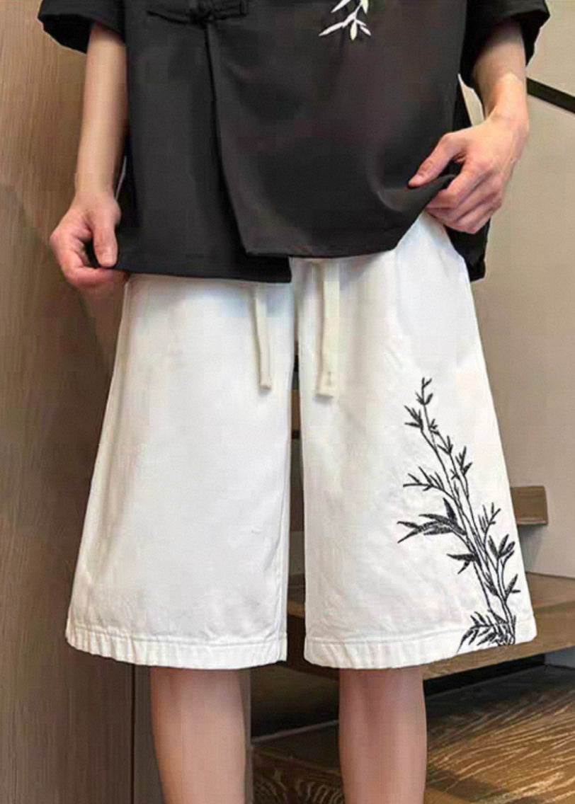 Up Weiß Denim Männer Taille Elastische Shorts Spitze Taschen Neue