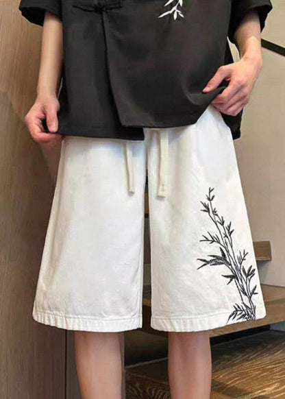 Up Weiß Denim Männer Taille Elastische Shorts Spitze Taschen Neue