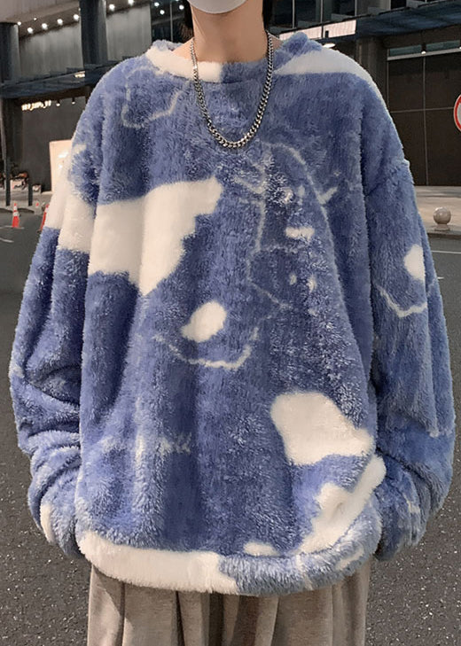 Neue weiße O-Ausschnitt Cartoon flauschige Männer Sweatshirt Pyjamas Winter RC039