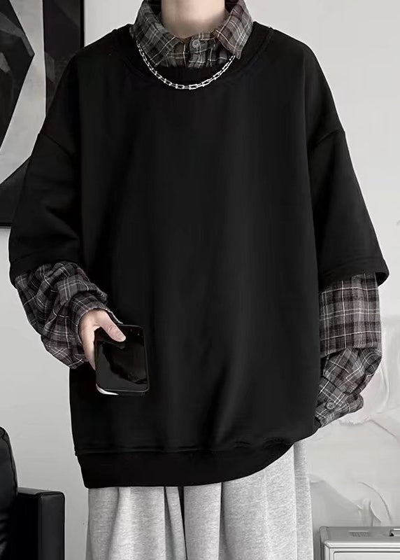 Plaid Neue Baumwolle Falsche Weiß Zwei Patchwork Herren Stücke