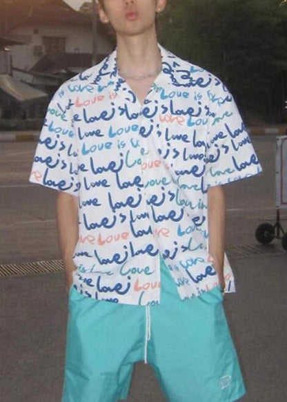 Chemises blanches imprimées pour hommes, nouvelles poches, coton, été