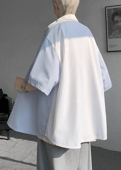 Patchwork Neue Button Shirts Weiß Gestreiften Taschen Männer