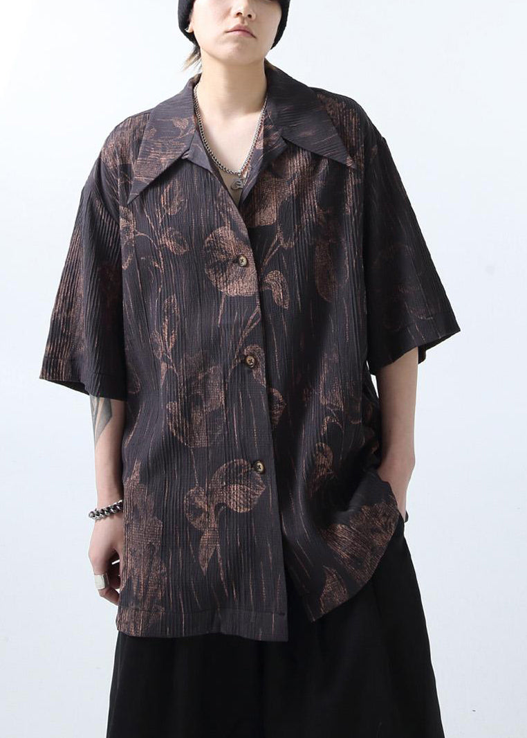 Print Half Mens White Shirts Sleeve New Cotton Wrinkled