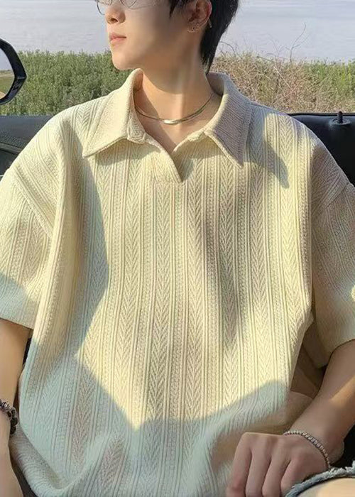 Neu Gelb Sommer Polo Baumwolle Shirts Männer Solide Übergroßen