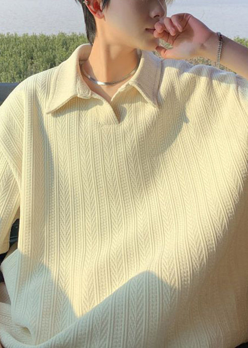 Neu Gelb Sommer Polo Baumwolle Shirts Männer Solide Übergroßen