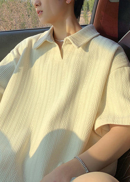 Neu Gelb Sommer Polo Baumwolle Shirts Männer Solide Übergroßen