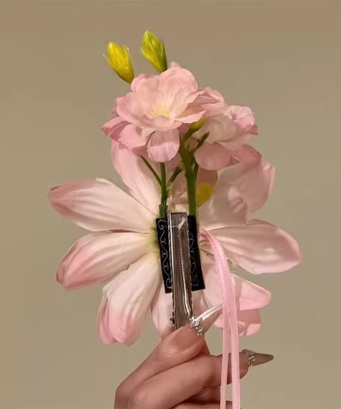 Ribbon Alloy Hairpin Novelty Pink Floral